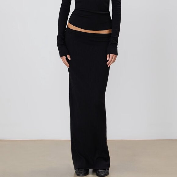 ETERNE EMMA SKIRT BLACK MAXI KNIT PENCIL STILETTO XS NWT - Picture 1 of 9